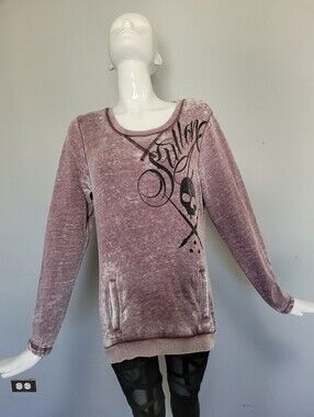 Sullen Clothing Angel Break Burned Out Graphic Fleece Sweatshirt, Size S